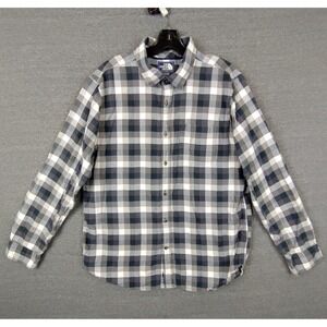 The North Face Mens Shirt L Gray Black Buffalo Plaid Button Up Outdoor Gorp Hike